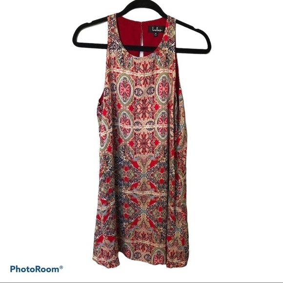 Lulus paisley red pattern swing dress medium - Picture 2 of 12